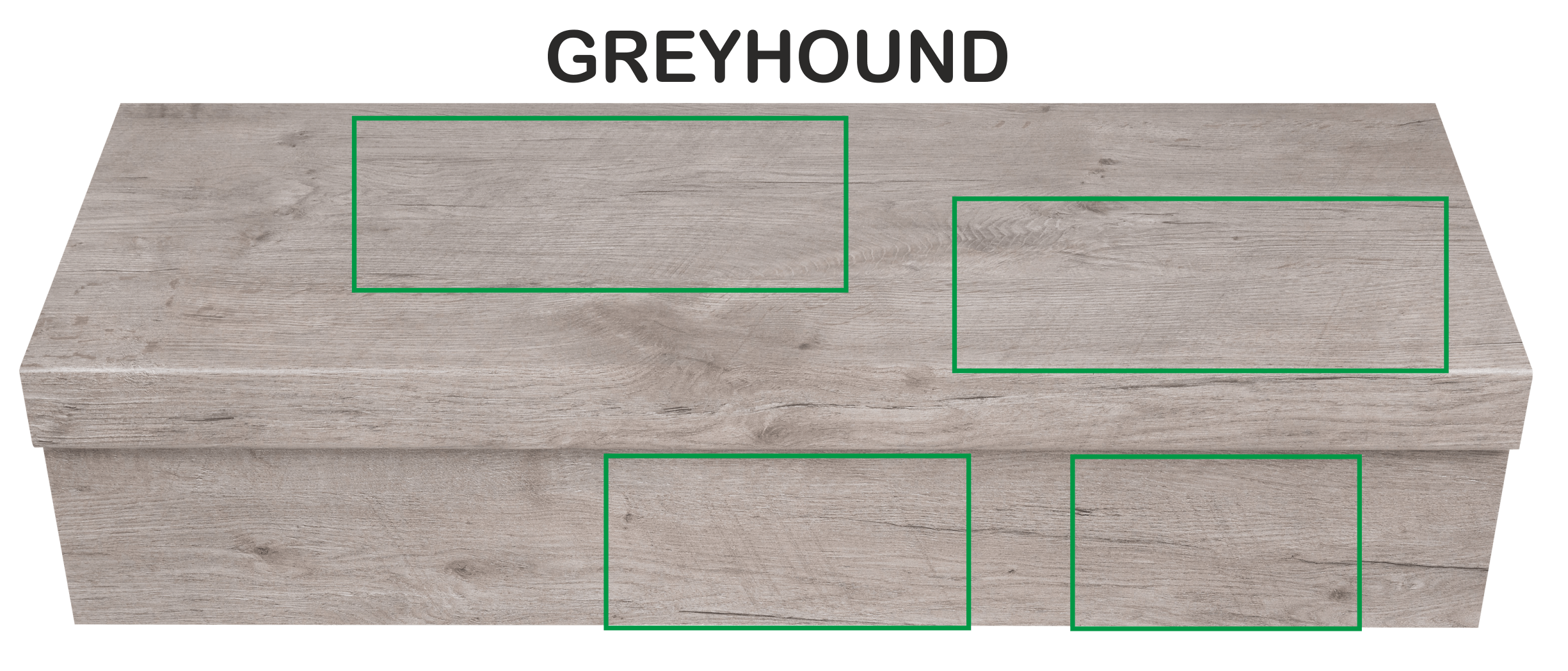 Dekor GREYHOUND im Detail mit den sägerauen Schnittkanten: